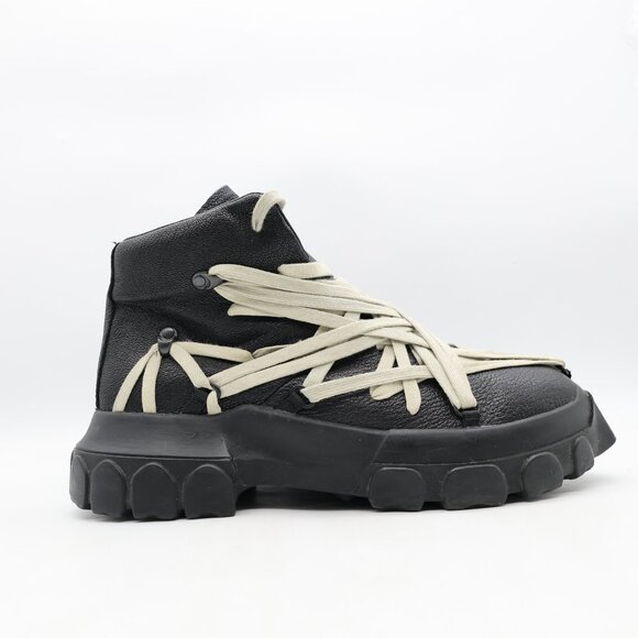 Rick Owens SS20 Mens Size 43 Megalace Tecuatl Tractor Sneaker Boots Black - Picture 1 of 11